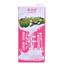鲜美赞脱脂纯牛奶1L*1盒 0脂肪 学生早餐搭配 减脂健身咖啡伴侣大包装奶2.44元