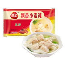 三全中式早餐半成品原味手抓饼灌汤包小笼包牛肉大葱猪肉馅饼速冻食品 三鲜飘香小馄饨300g36只49元（合5.44元/件）