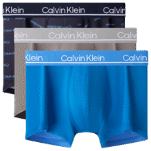 Calvin Klein内衣男士三条装提花ck轻薄高弹低腰贴身防夹臀四角裤平角内裤男 OKA-晴空蓝/幻影灰/蓝底字母 3条 S