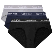 Calvin Klein内衣男士三条装循环提花腰边舒适ck高弹轻薄顺滑贴身三角内裤男 OKB-太空黑/藏青/椰青灰 3条 S