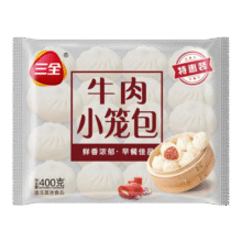 三全方便速食早餐包子早点半成品速冻包子 发面牛肉小笼包400g(约15只)39.9元/任选10件（合3.99元/件）