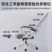 惠寻 人体工学电竞椅人工力学座椅久坐游戏电脑椅可躺椅 可后躺-白灰色