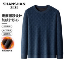 SHANSHAN杉杉针织衫男冬季男士加绒加保暖毛衣抗寒保暖男士休闲针织内搭 哈青色 S (165) /165119元 (券后省10)