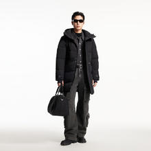 JACK&JONES 杰克琼斯 冬季宽松户外防泼水中长款羽绒服（229g充绒） 黑色