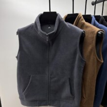 再降价 双面绒立领马甲男士外套秋冬季加厚坎肩无袖外套夹克25.9元（买一送一合每件12.95元）