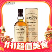 淘金币可用：百富 THE BALVENIE 12年双桶陈酿 单一麦芽威士忌进口洋酒（赠:百富威杯+冰球模+皮革杯垫）359.04元（348.28元淘金币到手）