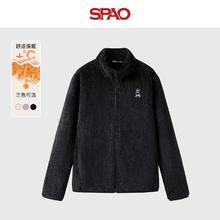 SPAO 立领加绒开衫舒棉绒加厚保暖外套 黑#SP海军熊-刺绣车券后69元