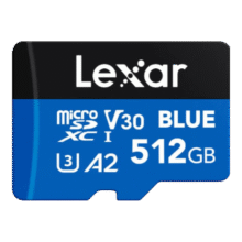 雷克沙（Lexar）512GB TF（MicroSD）存储卡 V30 A2 读160MB/s 游戏机平板行车监控录像内存卡 4K超清拍摄（BLUE）216.55元