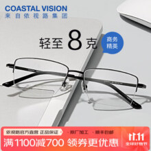 依视路（ESSILOR） 钻晶系列防蓝光耐磨高清镜片近视光学定制眼镜男女商务时尚镜框 钛金属-半框-4017BK-黑色 镜框+ 膜岩1.56依视路非球面现片1205元 (满1100减700,券后省150)