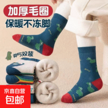 儿童袜子秋冬季保暖毛圈袜加绒加厚男童女童恐龙卡通中筒袜秋冬款 恐龙毛圈5双装 每款各一双 5双 9-12岁 33-38码9.9元