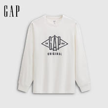 Gap 盖璞 男女装印花logo纯棉宽松圆领长袖T恤 786879券后57元