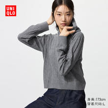 UNIQLO 优衣库 女装可机洗纽花针织连帽套头衫/25秋冬478871 06 铅灰色 L /160/88A99.5元