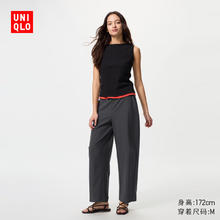 UNIQLO 优衣库 女装针织廓形长裤快干速干吸汗高腰弯刀裤479688 08 深灰色 L /160/72A券后89.1元