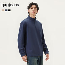 gxgjeans 男装* 多色基础打底宽松半开襟长袖T恤券后64元