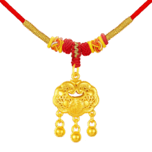 中国黄金（CHINA GOLD）黄金福字金锁项链宝宝套装足金长命平安锁吊坠婴儿金饰周岁礼物 平安锁项链【红绳】约0.7g892.5元