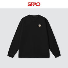 SPAO 男女同款 长袖T恤 100%棉 黑/蓝帽子熊-贴布绣 XL29.5元
