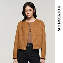 HOPESHOW 红袖 休闲短外套89124330409 复古焦糖 S310.65元