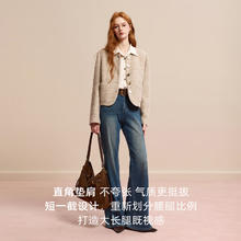 3COLOUR 三彩 2025冬季香风毛呢外套圈圈呢圆领短款大衣M 杏色 L 165/88A券后237.5元