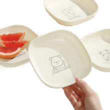 吐骨碟家用餐桌吐骨头盘碟垃圾盘轻奢塑料骨碟零食盘底座收纳水果 卡通图案白色8个6.89元（买一送一，合3.44元/件）