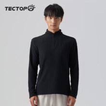 20点开始：TECTOP 探拓 抓绒衣男户外防风保暖立领柔软舒适 45ZR 经典黑