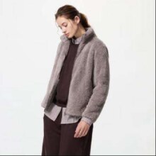 20点：UNIQLO 优衣库 女装长绒摇粒绒拉链茄克外套99.5元包邮