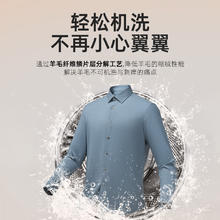 YOUNGOR 雅戈尔 衬衫男士2024秋冬青年男长袖衬衫羊毛混纺面料纯色衬衫208.04元