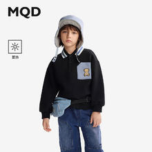 MQD 马骑顿 儿童加绒卫衣POLO领上衣