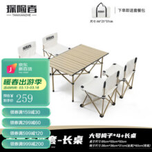 探险者（TAN XIAN ZHE） 户外折叠桌椅全套便携式铝合金户外露营用品郊游野餐套装家用 大号米白五件套【长桌】含包253.6元 (券后省0.85)