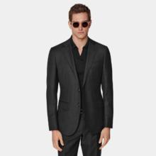 20日20点：SUITSUPPLY S110支羊毛方驳领半麻衬西服外套西装 深灰色