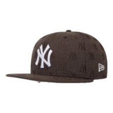 NEW ERA纽亦华MLB棒球帽男女情侣NY满印刺绣羊毛平檐帽5950 60508551-棕色 纽约洋基队 712 59cm359元