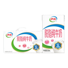 伊利脱脂纯牛奶  好营养 家庭装 礼盒装 8月产 250ml*24盒*1箱