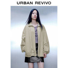 UR春季新款女装休闲简约立领拉链抽绳超宽松外套UWV140015 卡其灰 (偏宽松) XS S(-S)199元 (券后省12)