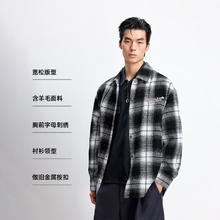 JACK&JONES 杰克琼斯 25年秋冬季毛呢外套 羊毛字母格纹外套