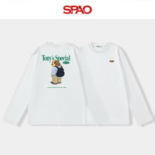 SPAO 纯棉圆领长袖T恤 白#美式小狗书包B+K M29.45元