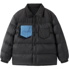MINI PEACE 太平鸟童装男童轻薄羽绒服撞色口袋冬黑色衬衫外套229元
