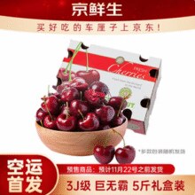 京鲜生 智利原箱进口车厘子 巨无霸3J级 5斤礼盒 果径约30-32mm￥369.00 9.5折 比上一次爆料上涨 ￥221