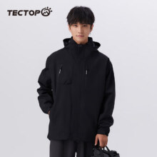 20点开始：TECTOP 探拓 冲锋衣三合一 加厚防寒保暖户外滑雪情侣登山服 05CF 经典黑