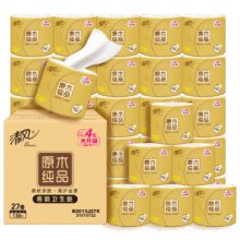 清风【李昀锐同款】有芯卷纸 原木金装4层130克*27卷 卫生纸 整箱25.86元