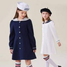 Navigare 意大利小帆船 女童海军学院风长袖连衣裙 2色 120~165码新低69.5元包邮