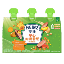 亨氏（Heinz）宝宝婴儿辅食纯净0添加安心三文鱼鳕鱼 肉泥+海洋鱼泥 72g*12袋99.6元 (月销1000+)