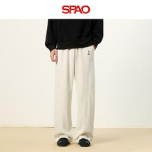 SPAO 休闲阔腿分割弯刀裤 加绒加厚保暖直筒裤子