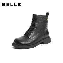 BeLLE 百丽 女羊皮革马丁靴 JD008DD5 黑色-绒里券后345.92元