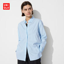 UNIQLO 优衣库 女装全棉衬衫/长袖衬衣纯色宽松休闲空调衫469421 60 浅蓝色 3XL /175/108C51.92元
