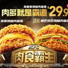 美团到店 肯德基 2份菠萝鸡腿肉霸堡/脆芒莎莎鸡腿肉霸堡单份仅14.95元！双份29.9元 原价49.8元