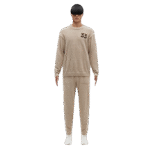 蕉内（Bananain）【王一博同款】500E绒绒睡衣男女士保暖情侣家居服套装冬季可外穿 【男圆领】砷棕 XL116.5元（需领券）