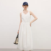 FANSILANEN 范思蓝恩 设计感少女运动风连衣裙女2025夏装抽绳无袖蕾丝裙子2803 白色 M134.5元