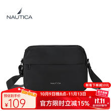 NAUTICA 诺帝卡 轻商务皮膜横版斜挎包男包单肩包经典通勤时尚 黑色券后84.65元