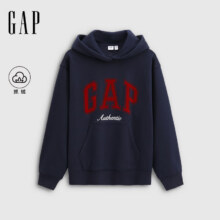 Gap 盖璞 女装2025秋季新款撞色Logo宽松抓绒套头连帽衫卫衣上衣792499 海军蓝 M (165/88A) 亚洲尺码113.0元