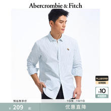 Abercrombie & Fitch 经典小麋鹿图案男装25春夏美式棉质府绸长袖衬衫125-5254 蓝色条纹 2XL (185/124A)券后185.2元
