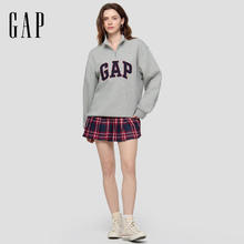 Gap 盖璞 男女装2025秋季新款logo抓绒半拉链立领宽松卫衣上衣 浅灰色 M (170/92A)亚洲尺码106元